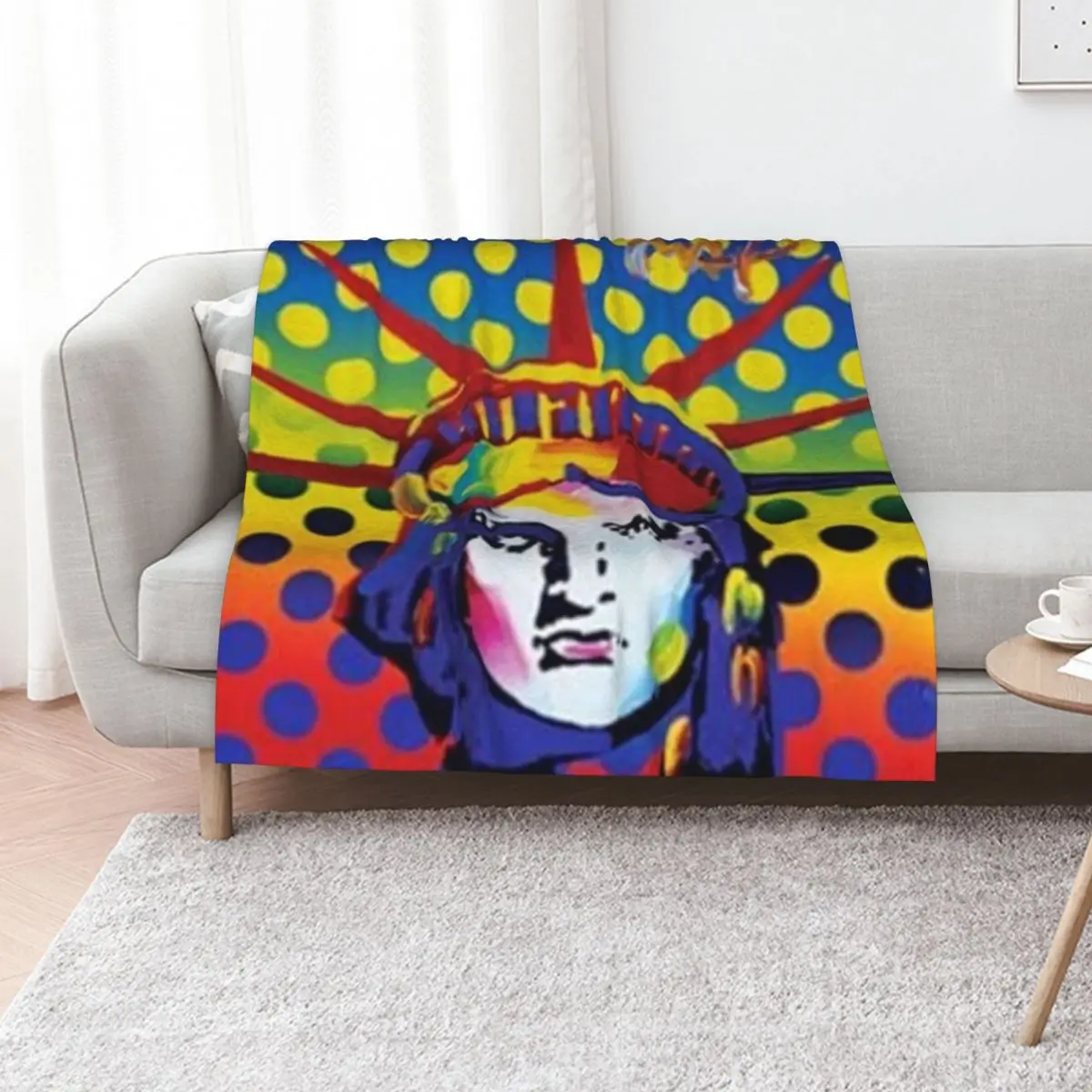 Peter Max Lady Liberty Throw Blanket Picnic Kid'S Retros Decorative Beds Personalized Gift for babies Blankets