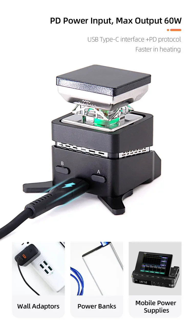 MINIWARE MHP30 Mini Hot Plate Preheater 30*30mm Heating Area Constant Temperature Heating Table 300℃ Intelligent Heating Table AU Location Shipping Fast