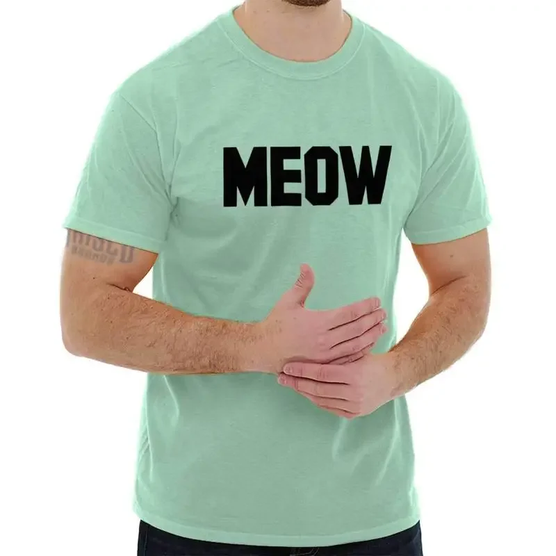 MEOW Cattitude Cat Fur Pet Mom Dad Lady Gift Womens or Mens Crewneck T Shirt Tee
