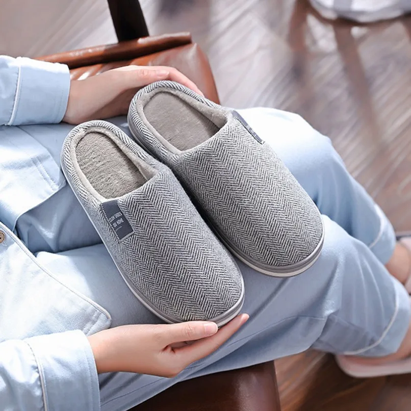 Winter Warm Slipper Women Home Fuzzy Fur Plush Non Slip Grip Indoor Lazy Soft Female Thermal Floor Shoe Flat Plus Size Male Men