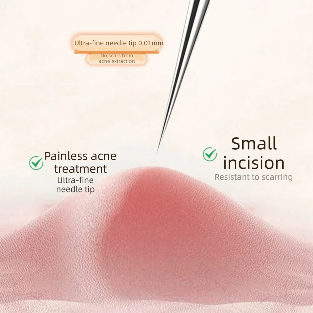 Double-Ended Blackhead Extractor Stainless Needles Sharp Tip Acne Removal Tool Rust-proof with Cover Pore Cleaner