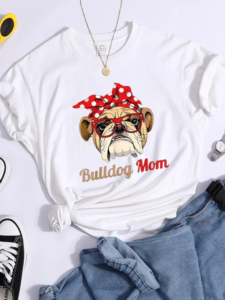 Beautiful Bulldog Mom Kawaii Print Cartoons Tshirt Women Hip Hop Summer T Shirt Street Casual Crop Top Cool Breathable Tshirts