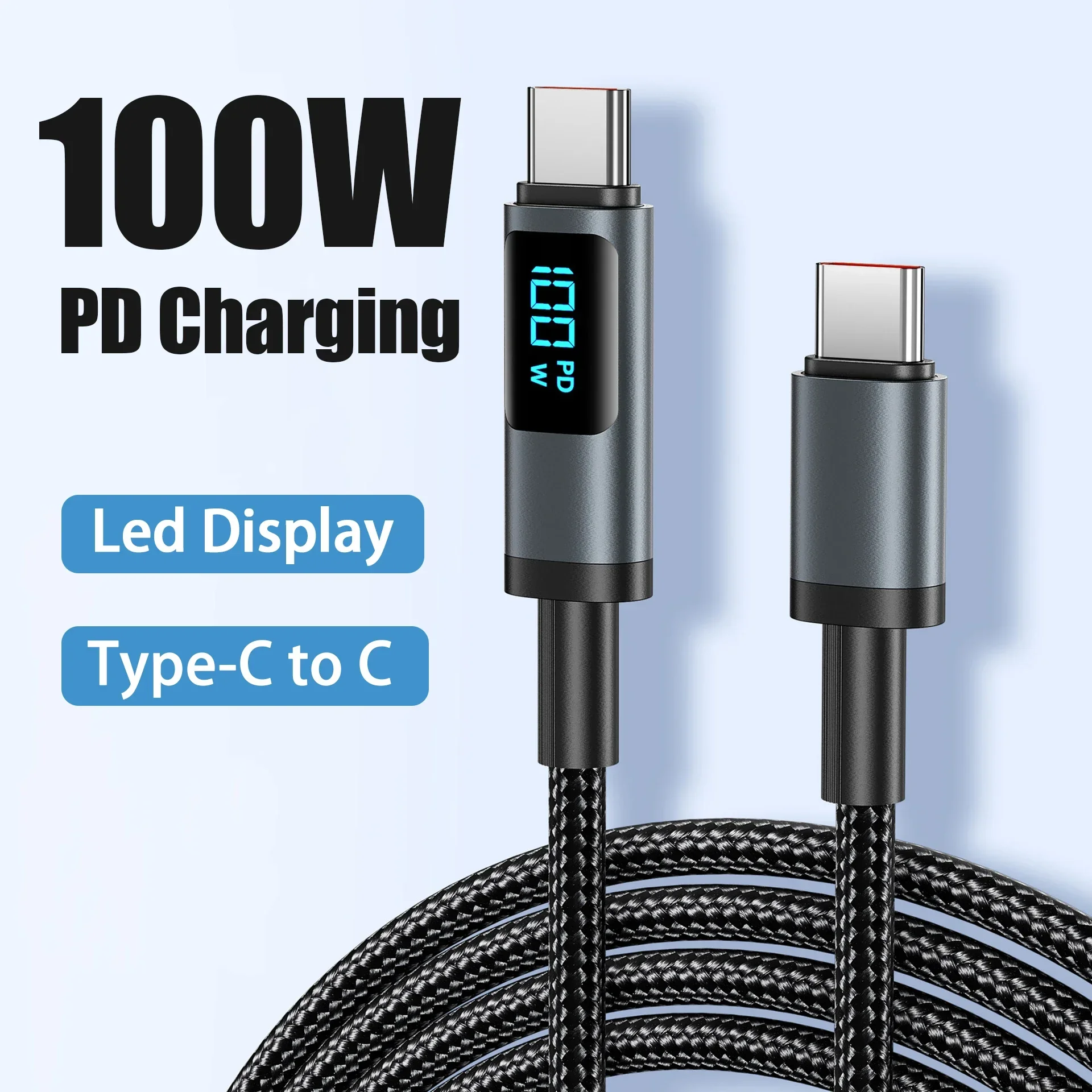 USB Type C To USB C Cable 100W PD 3.1 Fast Charging Charger Wire For Macbook Pro Xiaomi Samsung Laptop USBC Cord 2M