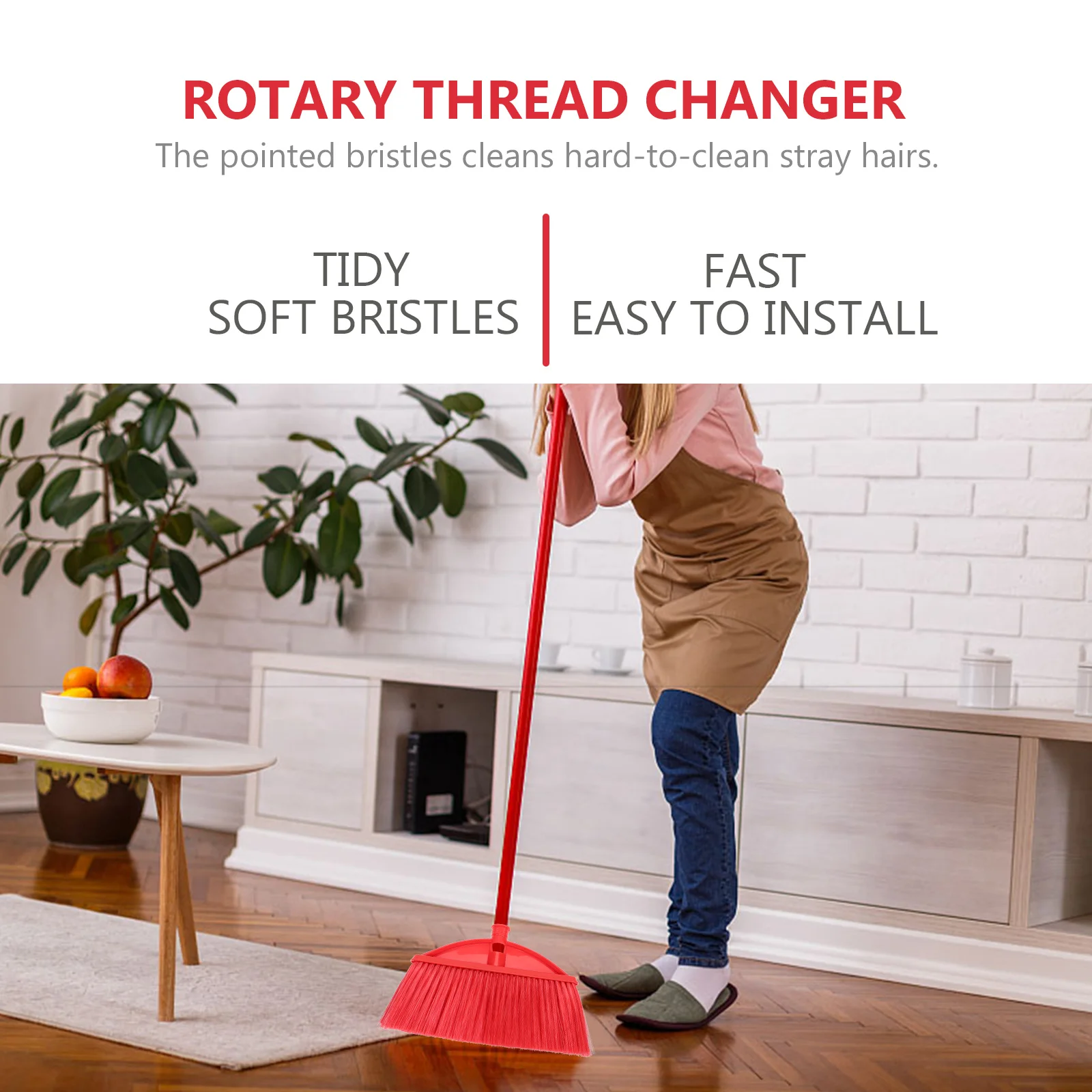 

Replaceable Broom Head for Household Use Dense Flexible Bristles Cleans Corners Gaps Efficiently Kitchen Broom Replacement