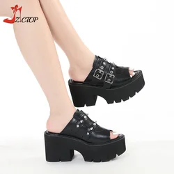 Goth Punk Platform Shoes Summer Women Sandals Open Toe Thick Bottom High Heel Sandals Slipper Fashion Trendy Shoe Plus Size 43