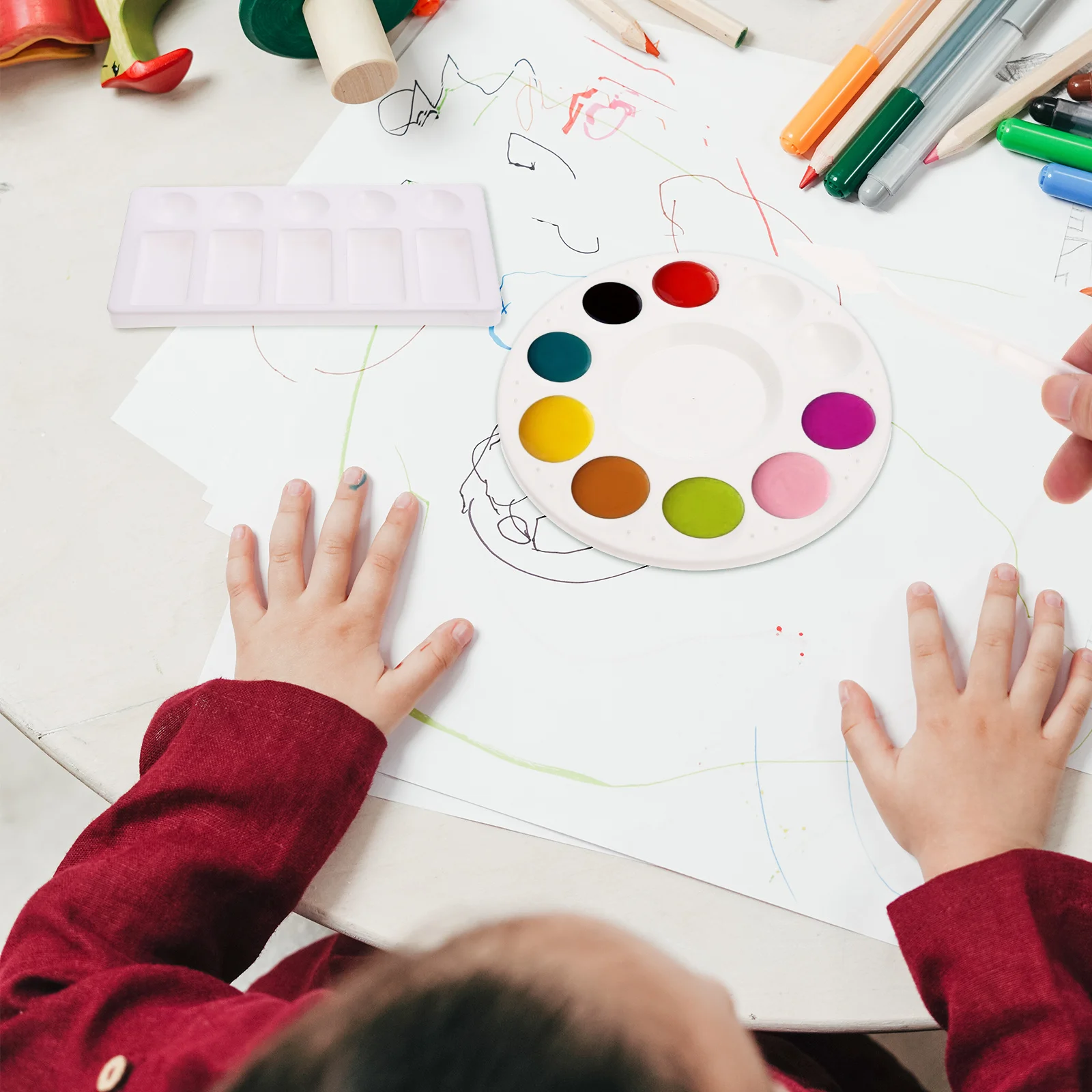 1 مجموعة لوحات الألوان المائية الصباغ الصواني كاشطات لخلط الألوان لوازم الفن أدوات الطلاء المنصات البلاستيكية Diy بها بنفسك الفن اللوحة