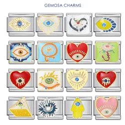 GEMOSA New Desingn Women Men Devil Eyes Fit 9mm Italian Charm Link Stainless Steel Bracelet Making DIY Trend Jewelry Beads
