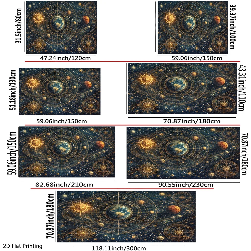 Vintage Galaxy Space Tapestry Cosmic Solar System Planets Astronomy Wall Decor Hanging Planar Print Boho Astrology Science Earth