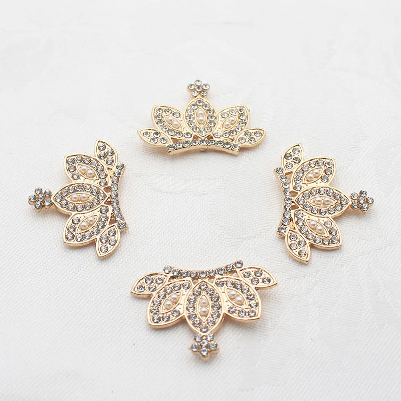 5Pcs/Batch 22*35MM New Gold Pearl Rhinestone Crowns for Decorating Clothes, Birthday Party, Hair Accessories Decoration