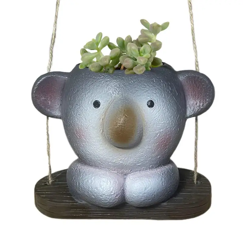 Swing Face Plant Pot Swing Resin Plant Pot In Koala Face Shape Indoor Outdoor Flower Pot Decor Novelty Garden Ornaments Artistic