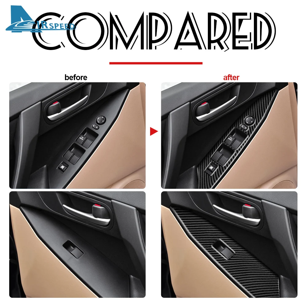 Real Soft Carbon Fiber for Mazda 3 2010 2011 2012 2013 Accessories Car Door Window Lifter Switch Button Panel Cover Sticker Trim