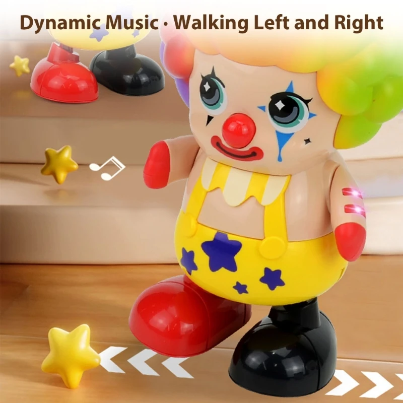 Musical Dancing Electronic Clown Toy for Kids Toddler Light Up Singing Toy Electric Toy Clown Music Light