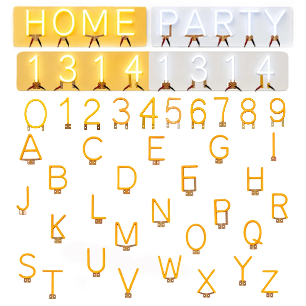 3V 0-9/A-Z Pattern Filament 2200K/6500K DIY Letter Lamp Wedding Bar Cafe Xmas Birthday Party Home Decor Light Accessories