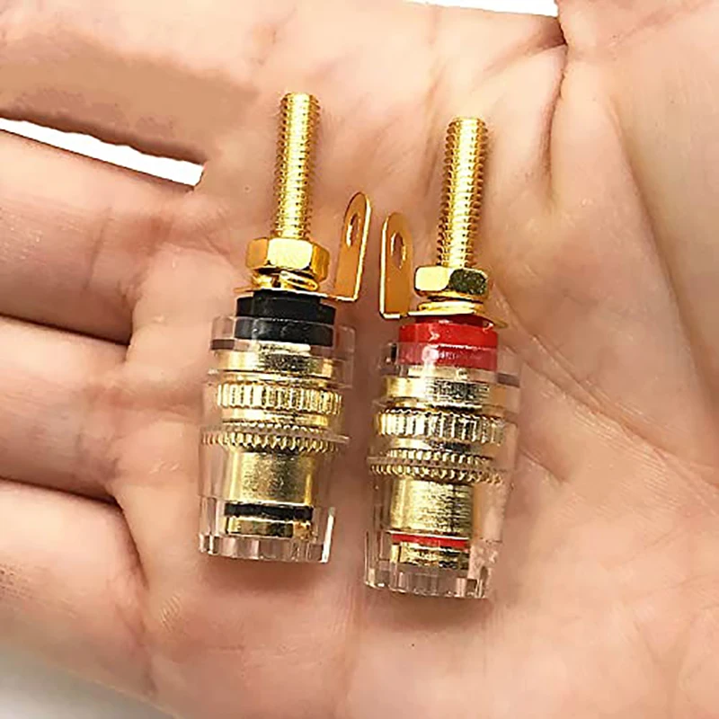 2Pcs Speaker Connectors and Terminals Binding Post HIFI Amplifier Pure Cupper Gold-plated DIY Wire Cable Banana Socket Plug