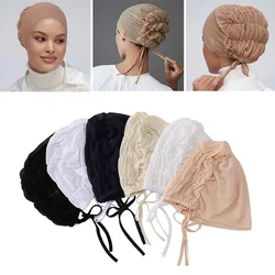 Soft Muslim Underscarf Pleated Inner Hijab Caps Islam Turban Cap Bonnet Hijab Islamic Turbans For Women Hijabs Caps