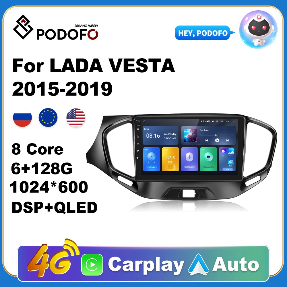 

Podofo For LADA VESTA 2015-2019 Car Radio Multimedia Video Player Navigation stereo autoradio DSP Android No 2din 2 din dvd