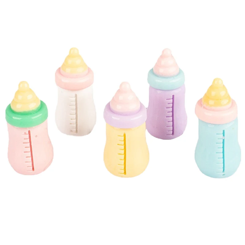 10Pcs 1:12 Dollhouse Miniature Macaron Color Baby Bottle Model DIY Accessories фурнитура для игрушек miniature things