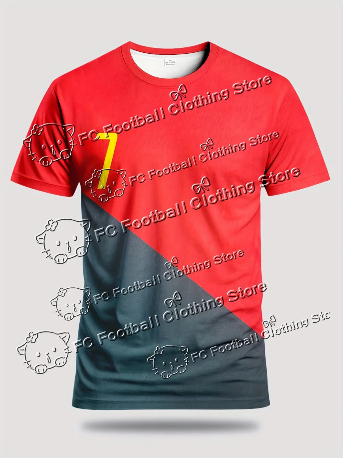 

2024-25 Youth and Children Red and Green Splicing Color No. 7 Legend Quick-drying Sports Football Suit Set 3D Printing