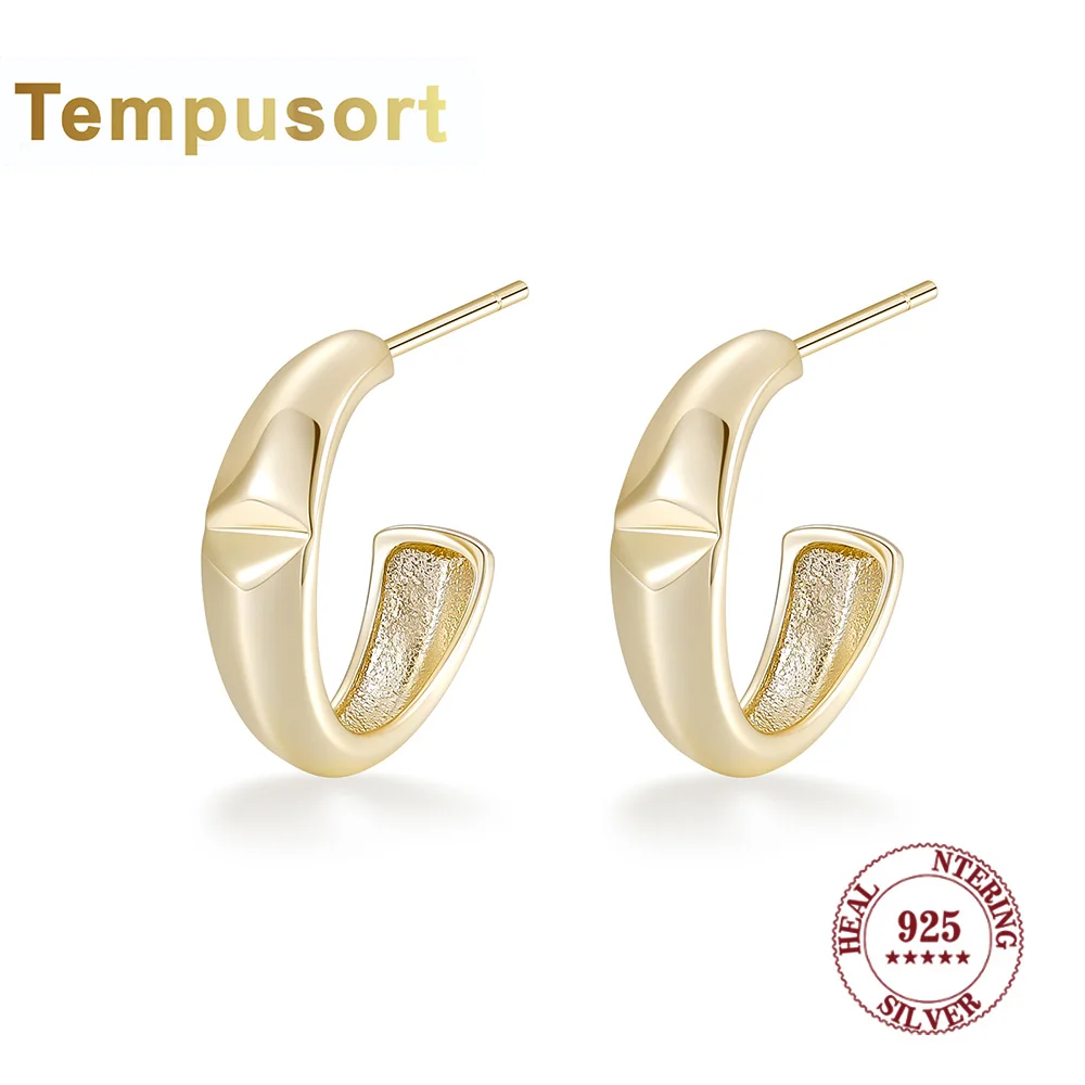

Tempusort 925 Sterling Silver Designer Earring Fashion Personal Semicircle Stud Earrings for Women Ear Jewelry Gift
