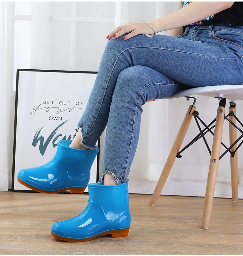 Rutschfeste Damen-Kurzregenstiefel, Wasserdichte Leichte Garten-Regenschuhe, Langlebige Niedrige Wasserschuhe für Outdoor, Küche, Arbeit – Detail 8