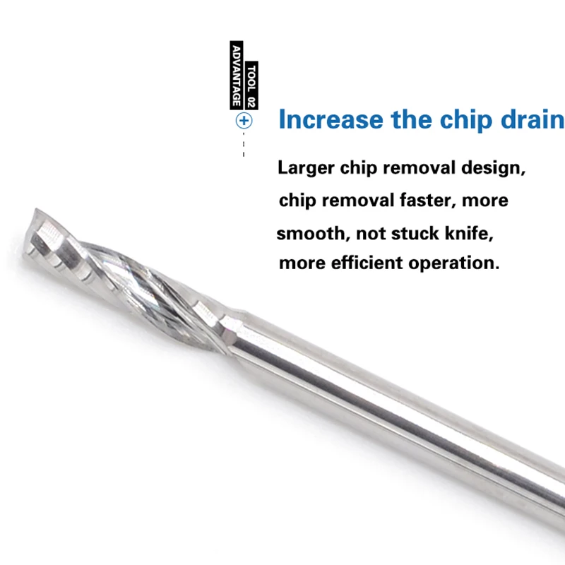 End Mill Cutter Single Flute Carbide Spiral CNC Router Bits 3.175mm 1/8 V Seres