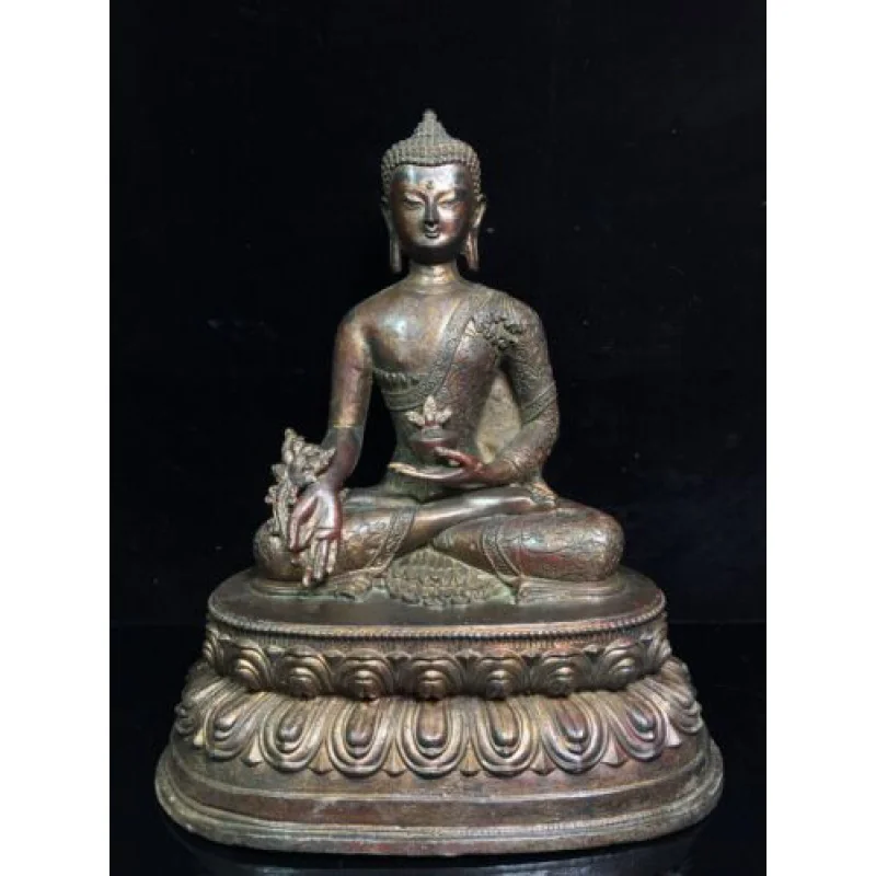 

12" Antique collection Tibetan Buddhism temple Bronze Shakyamuni Buddha statue