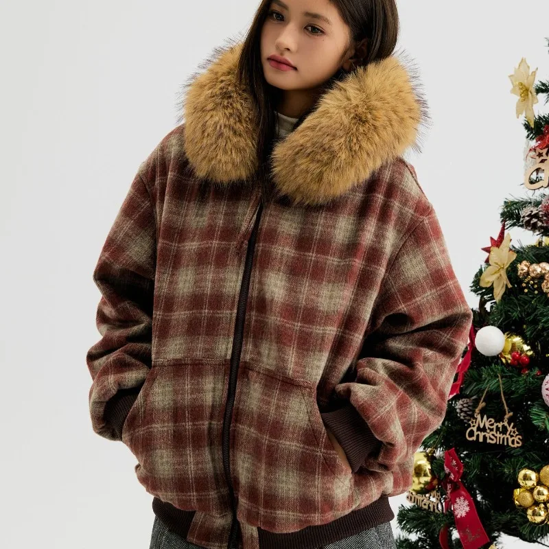 الموضة الأمريكية منقوشة الفراء طوق مقنعين سترة قطن للأزواج الشتاء سميكة معطف غير رسمي الاتجاه الملابس الذكور #2