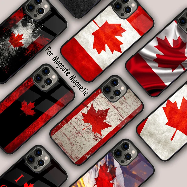 Canadian Flag Magnetic Phone Case For APPLE iPhone 16 14 13 12 11 Pro Max 15 Plus Wireless Charge With MagSafe Cover