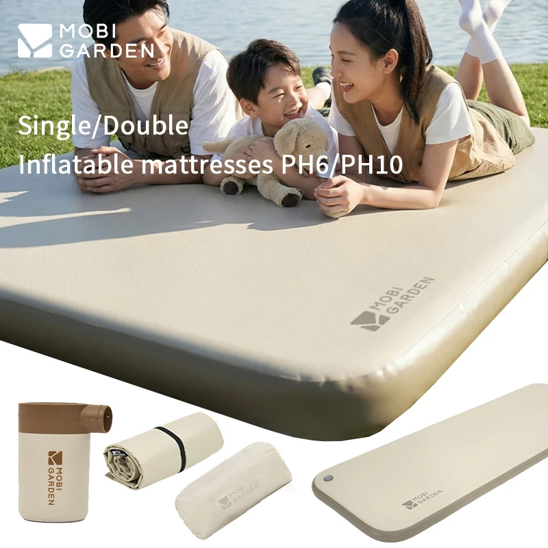 MOBI GARDEN PVC Air Mattress PH6/PH10 Single/Double for Outdoor Travel Camping Tent Sleeping Mat Car Mattress Home Use Portable