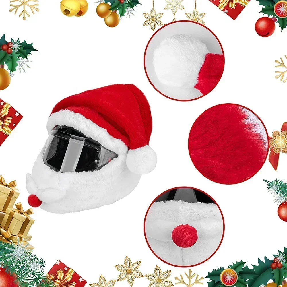 1pc Santa Bike Helmet Cover Plush – Christmas Motorcycle Accessory for Xmas Ride Party Costume Dress Up Gift
