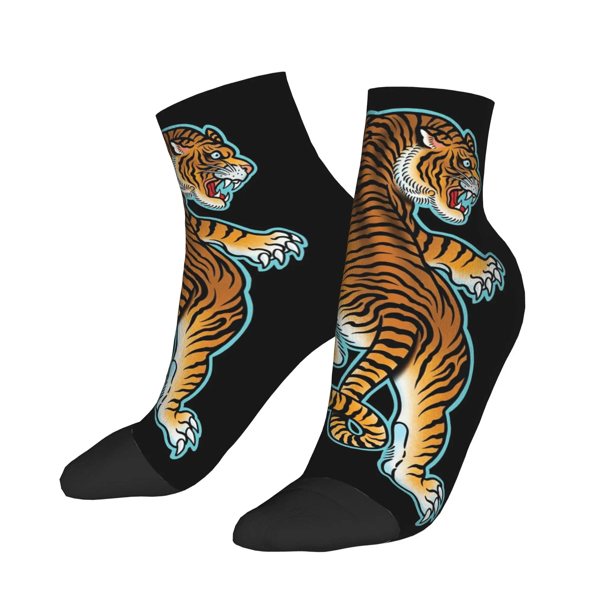 Chaussettes de cheville Design tatouage de tigre pour femmes et hommes, chaussettes douces Vintage, automne, course à pied, sport, motif antidérapant, cadeau