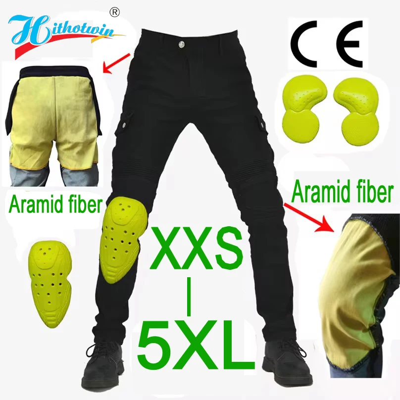 Kevlar Aramid Motorcycle Jeans Men Off Road Fireproof Fall Proof Pants CE Armor Protective Gear Ultra High Strength Riding Trous