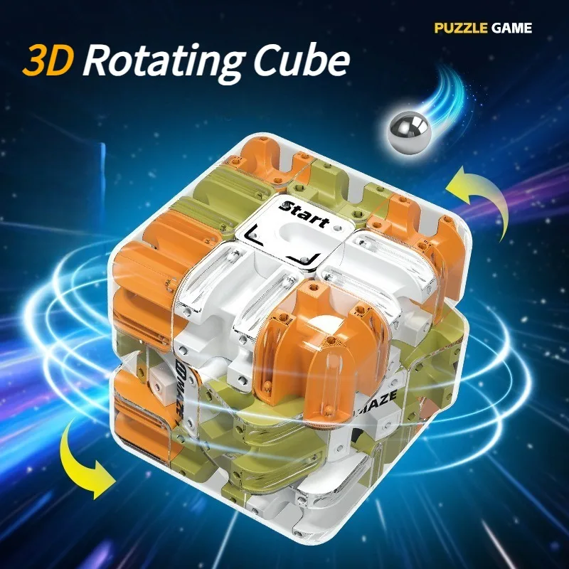 

3D Puzzle Ball-Rolling Magic Cube Maze Children Labyrinth Fidgeting Toy Logical Thinking Stress Relief Educational Birthday Gift