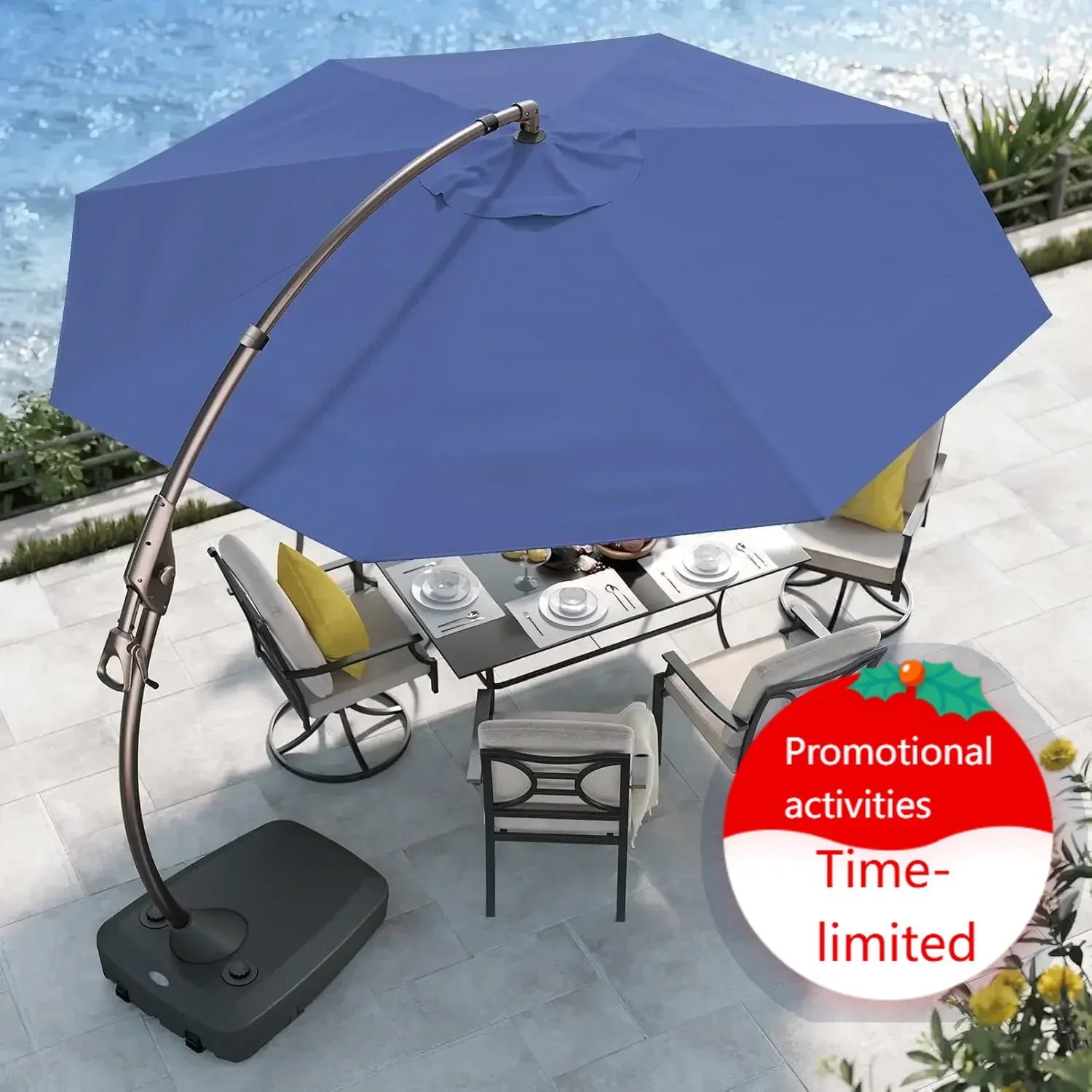 

Горячая распродажа: Уличный круглый зонт-консоль 12 футов (3,6 м) с алюминиевым каркасом, основанием и чехлом для сада, террасы, бассейна