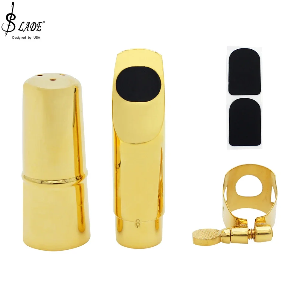 

Saxophone Mouthpiece with Hat and Clip Set for Soprano Sax Metal Mouthpiece Woodwind Musical Instrument Parts & Accessories