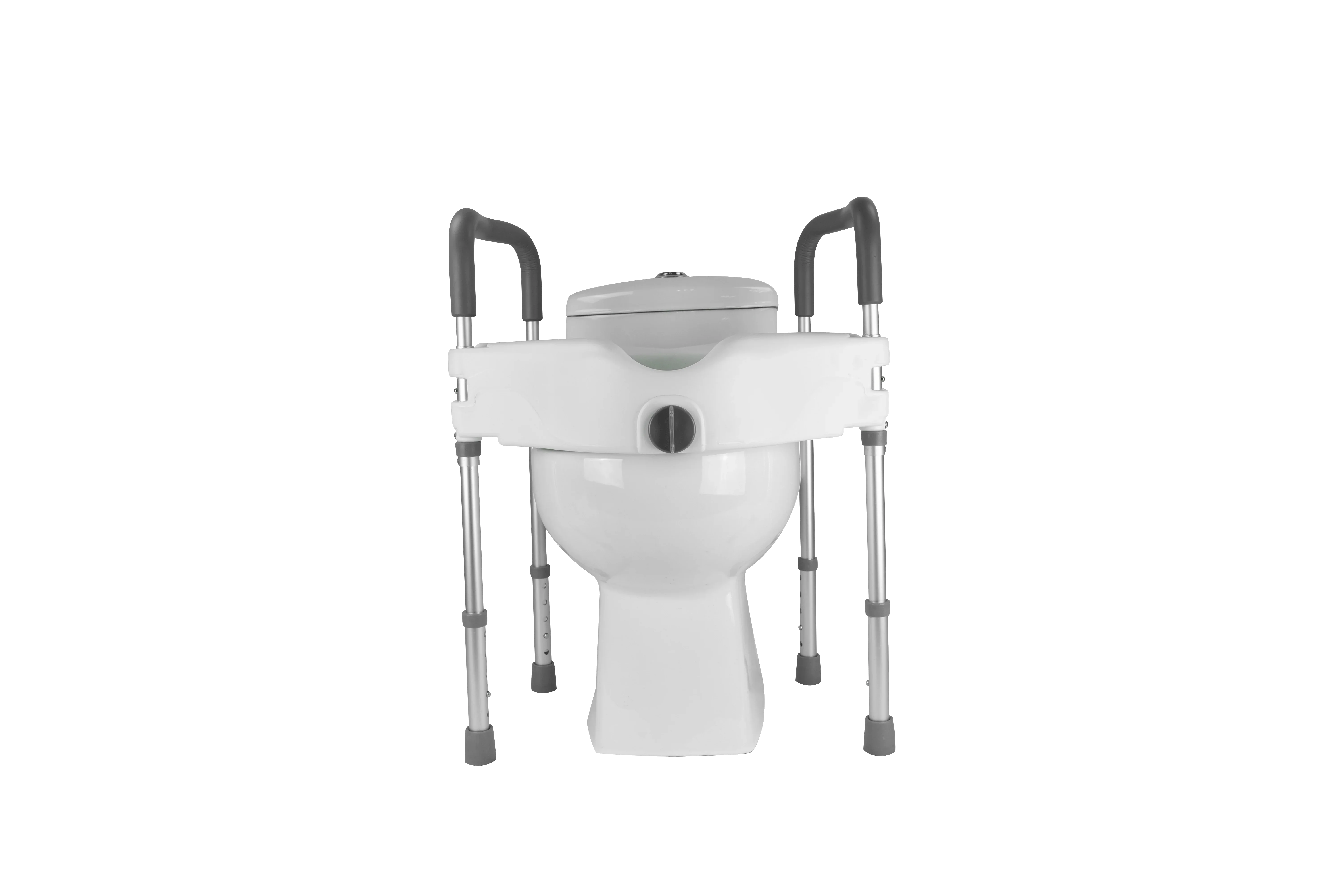 Elderly care products PE Durable Easily Self Assemble fashion design firm Detachable Raised Toilet Seat with armrest and Legs