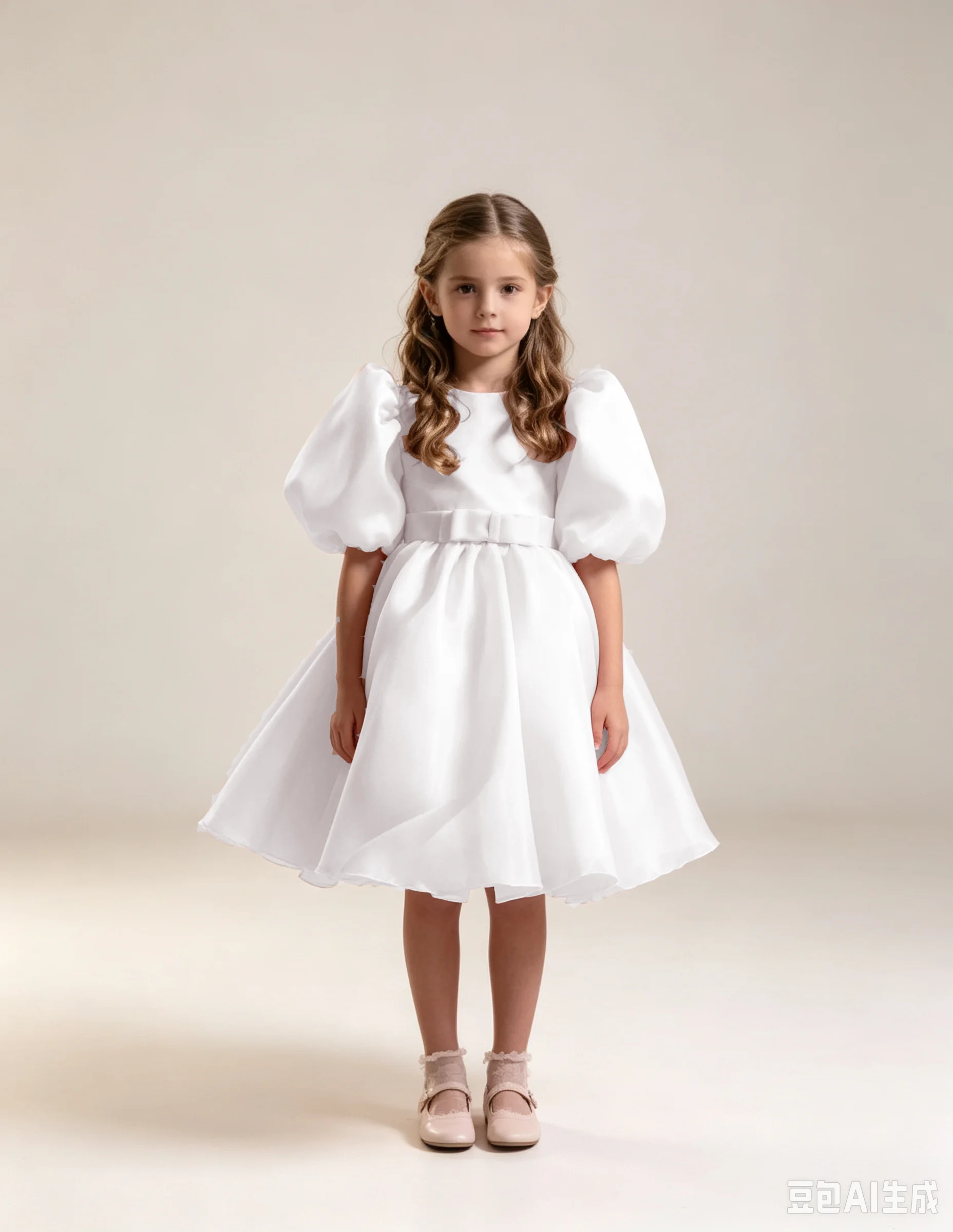 Pink Puff Sleeve Flower Girl Dress Knee-Length Little Girl's First Party Cocktail Evening Customizable Elegant Dress