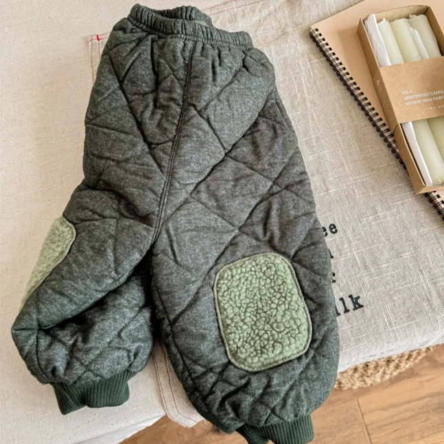 

Брюки для девочек, осень-зима 2023, новая детская одежда, хлопковые стеганые толстые штаны в корейском стиле для девочек, повседневные повседневные штаны