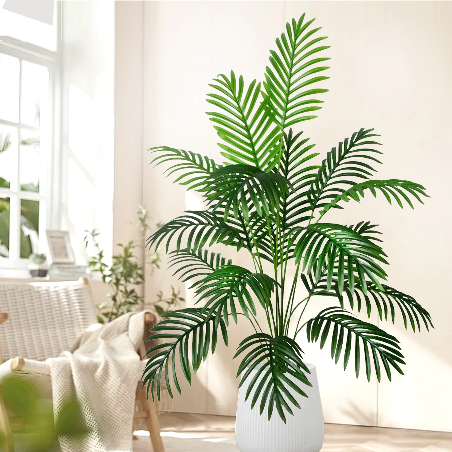 125 cm / 49,2 cala Sztuczne duże fałszywe palmy Areca Palm Sztuczna roślina tropikalna Plastik do dekoracji ogrodu domowego