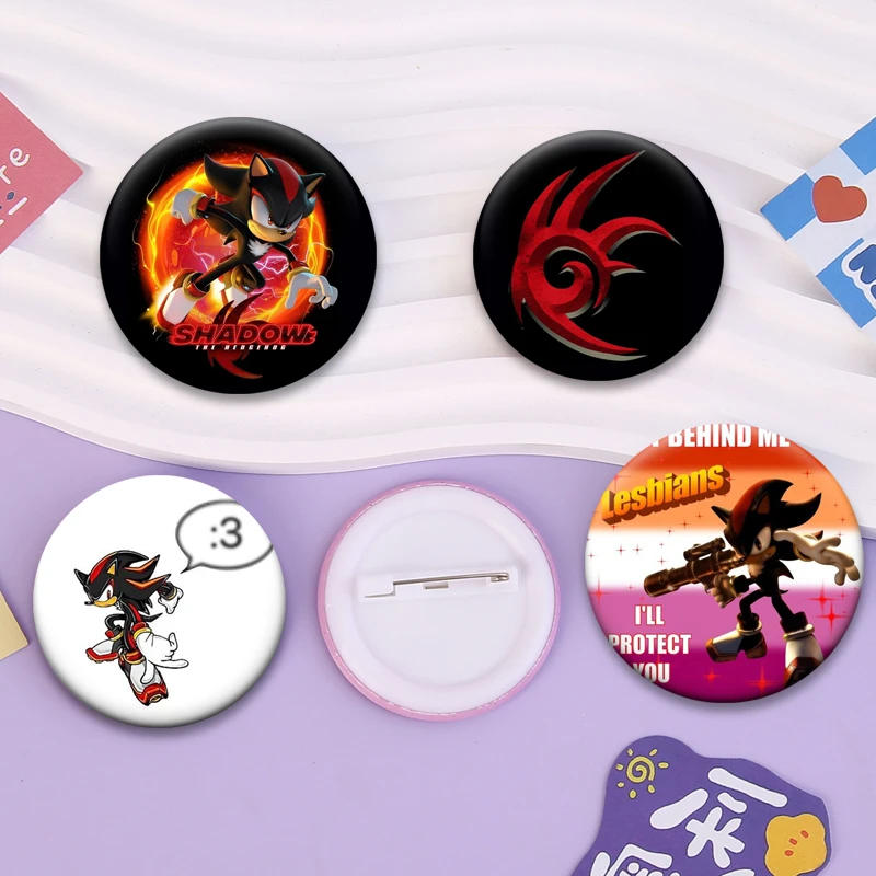 Shadow The Hedgehog Anime Pins Funny Cute Cartoon Badge Exquisite Handmade Brooches for Backpack Decoration Gifts Accessorys