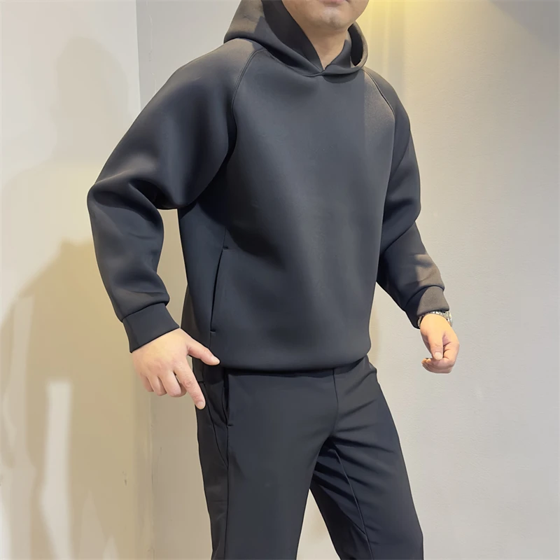 OZ Sle فضفاضة تناسب الرجال هوديي طبقة الهواء النسيج الربيع عارضة اللون البلوز الحديثة Sle زوجين الملابس #2