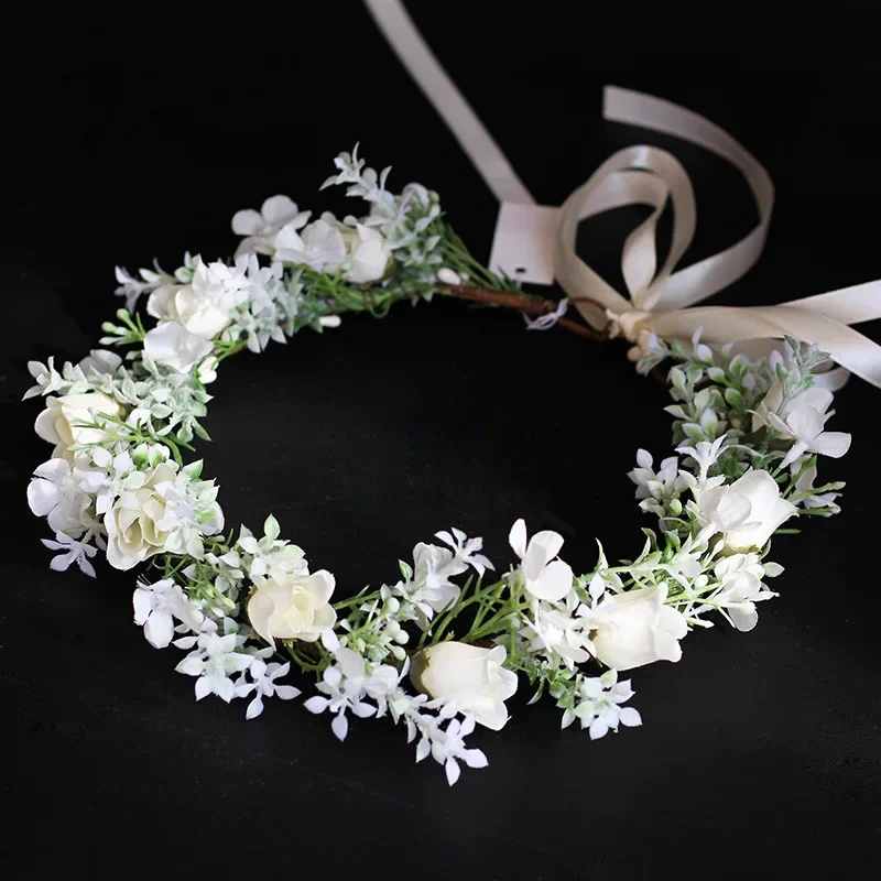 Maternity Women Flower Headband Wreath Crown Floral Wedding Garland Wedding Festivals Photo Props