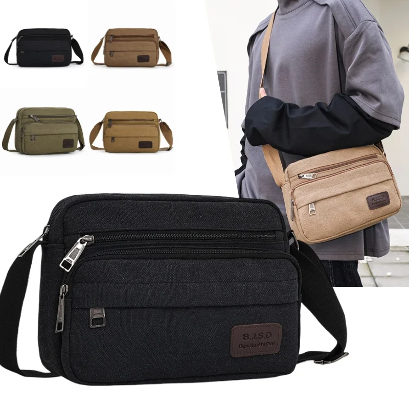 

Высококачественная мужская сумка через плечо из холщовой ткани, повседневная сумка-мессенджер для путешествий и ежедневного использования, большая вместимость