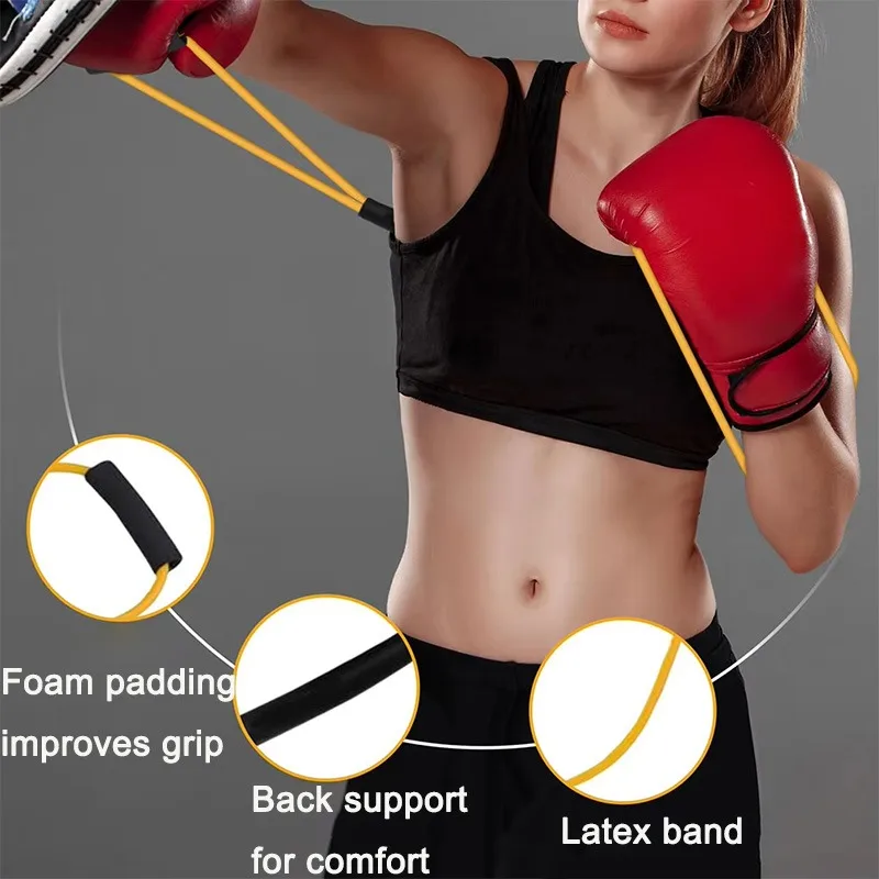 Boxen-Widerstandsband mit Griffen, Box-Geschwindigkeitstraining, Zugseil, Figur-8-Thai-Air-Strike-Elastikband für das Heimtraining – Detail 3