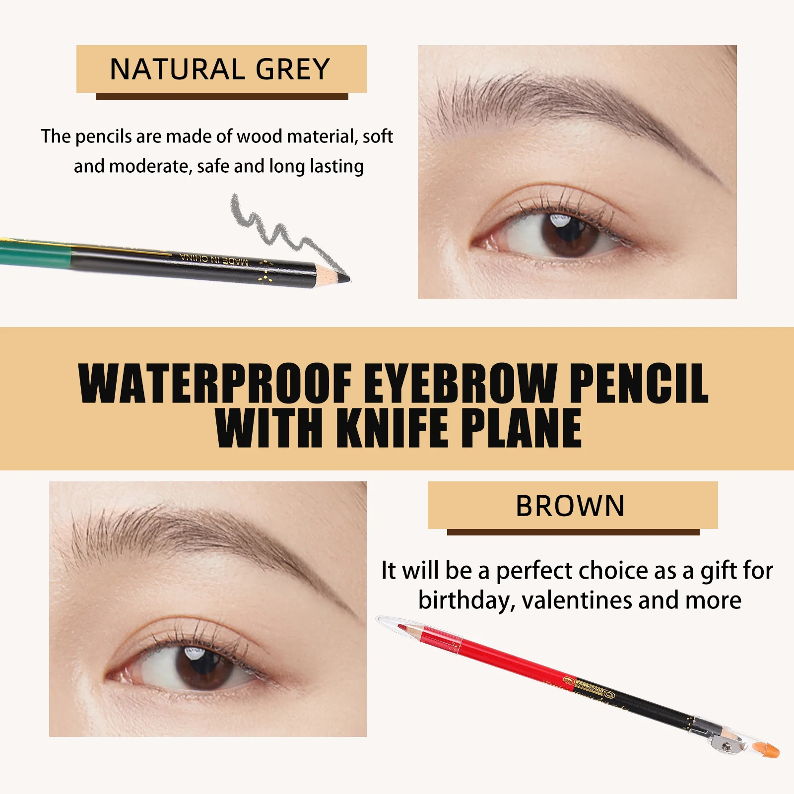 12 pezzi matita per sopracciglia a doppia estremità eyeliner impermeabile matita per labbra set di matite per trucco pigmento opaco eyeliner impermeabile facile da usare