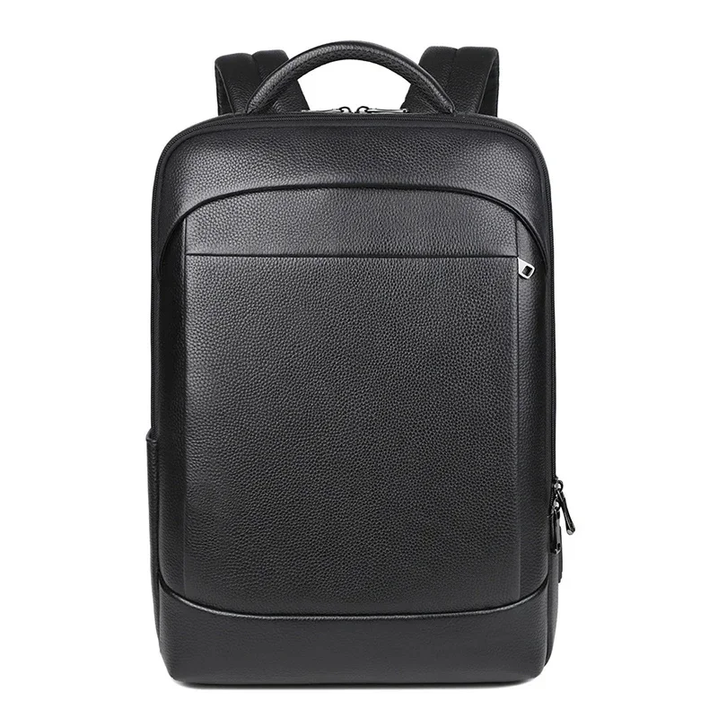 100% Genuine Leather Backpack For Men 15.6 Inch Laptop USB Charge Anti-Theft Waterproof Large Capacity Male Travel Bags