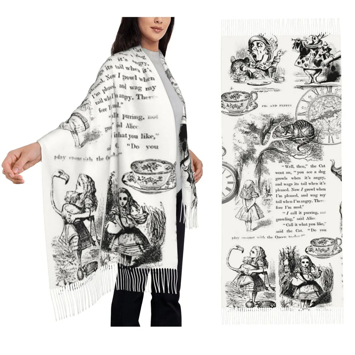 

Алиса - страницы, шарф, шарфы с кисточками, женские мягкие теплые шали и накидки, большая осенне-зимняя шаль