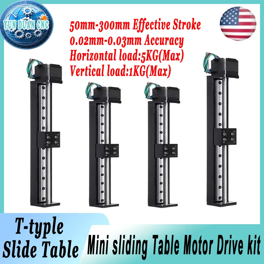 T-Slot Linear Guide Rail XYZ Axis Motorized Stage, CNC Mini Sliding Table with Auto-Lock & Stepper Motor Kit - USA Stock