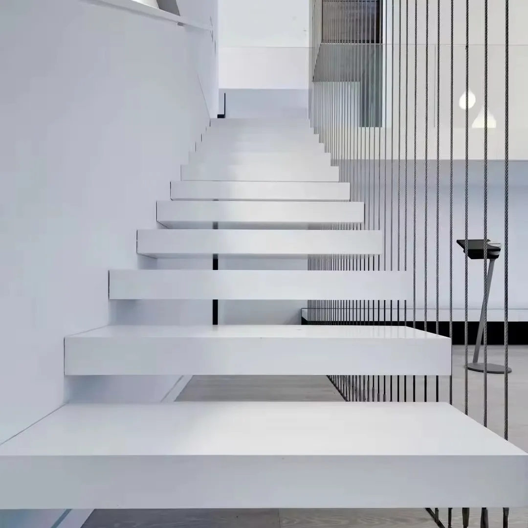 Customization Durable Slab Granite Indoor Folding Wood Stairs Basement Straight Staircase for Loft Cheap Design for Apartments