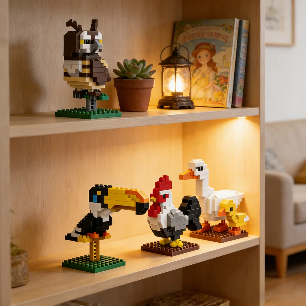 

Micro Mini Building Blocks Bird Set, Cute Duck & Toucan Models, DIY Creative Construction Toys, Fun Desktop Decor Collection
